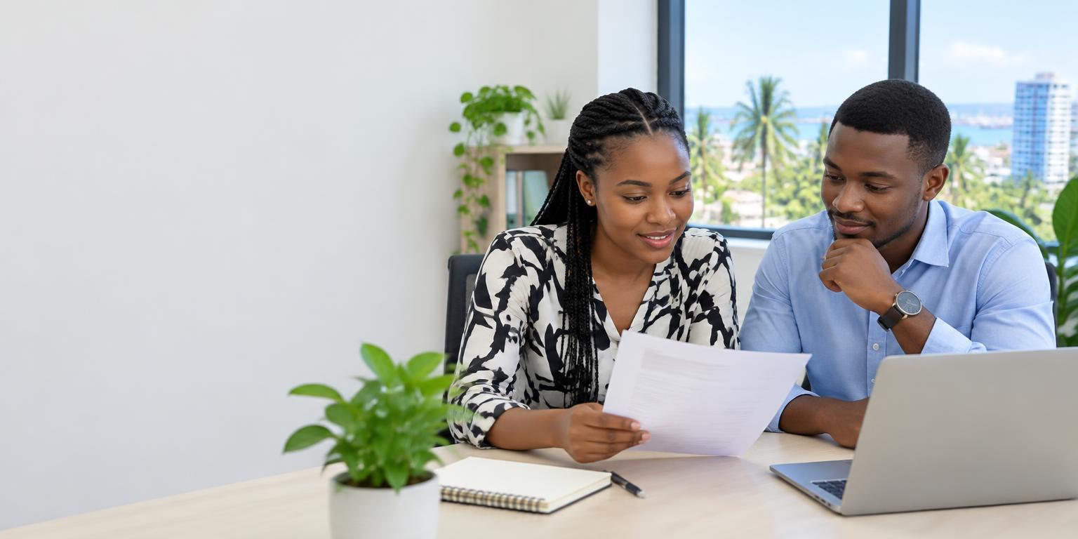 Professionals reviewing an application together